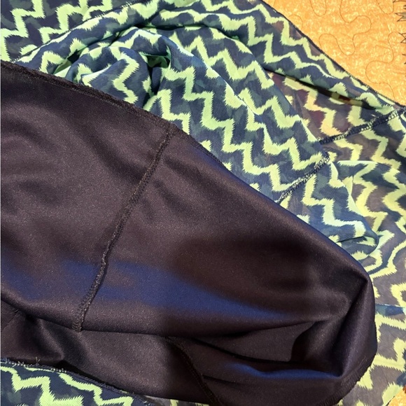 Espresso Blue and Turquoise puff Sleeve dress zig zag pattern women’s small - Picture 5 of 9